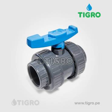 VÁLVULA DOBLE UNIÓN UNIVERSAL ROSCADO PVC TIGRO